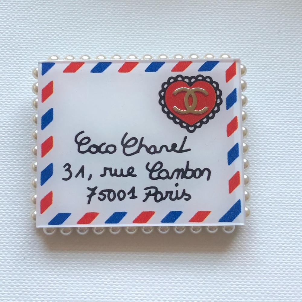Chanel🔥SOLD🔥Brooch Hat Pin Letter Envelope Pearl - Picture 2 of 11